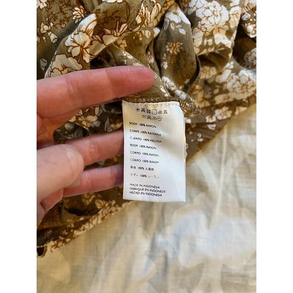 Faithfull the brand suki floral smocked tie shoulder dress brown‎ size xs/2 - Picture 5 of 11